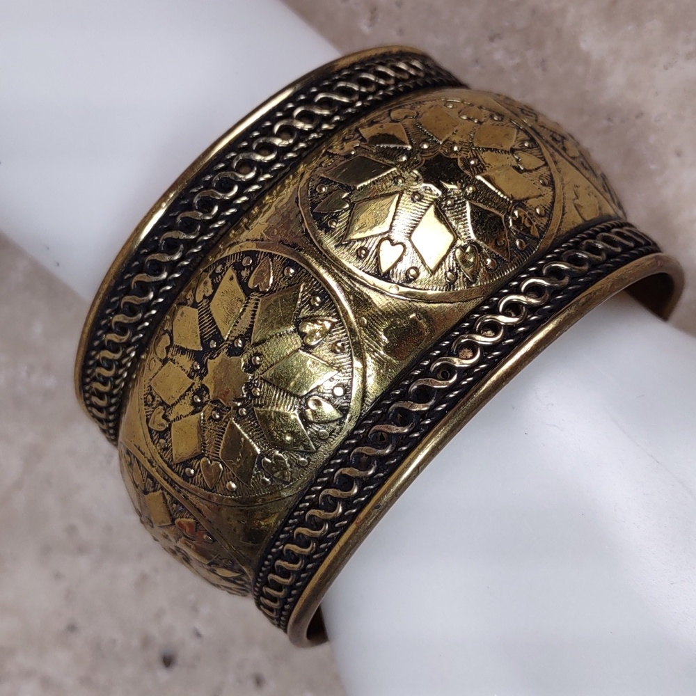 Domed Brass Cuff Bracelet